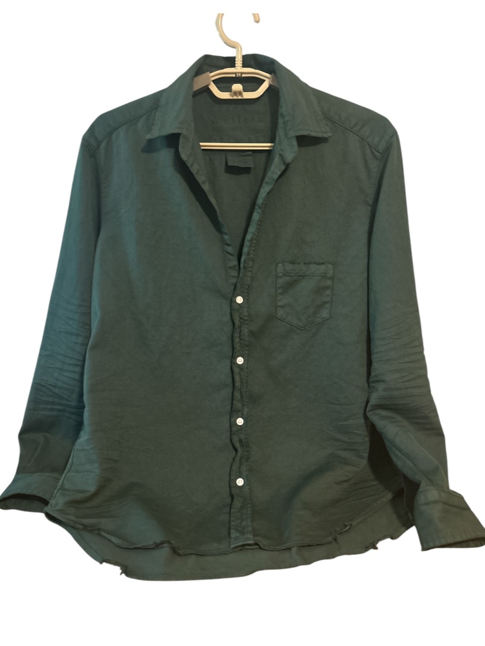 Frank & Eileen Distressed Eileen Button Front Shirt Green Size S